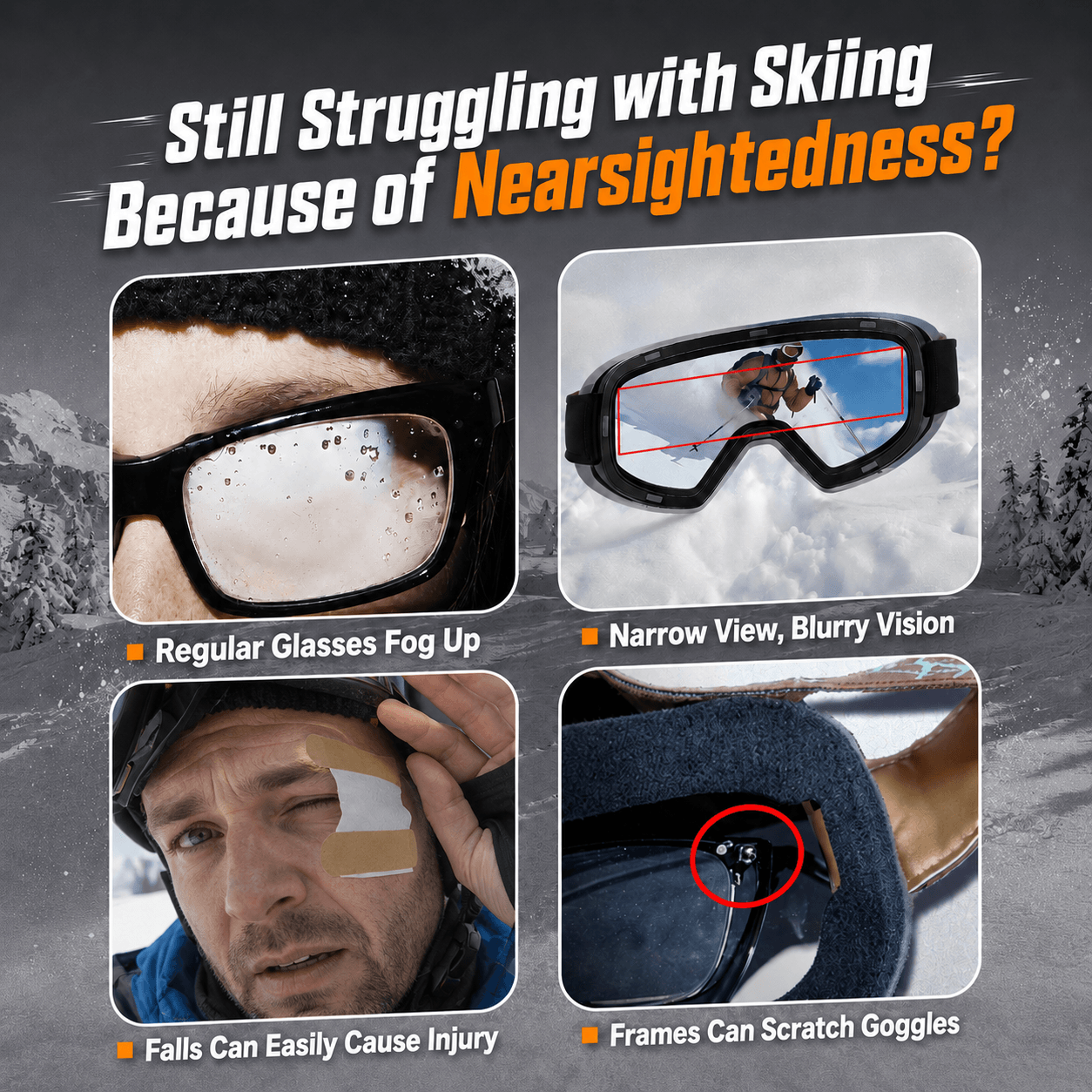 Adjustable Prescription Insert for Ski Goggles